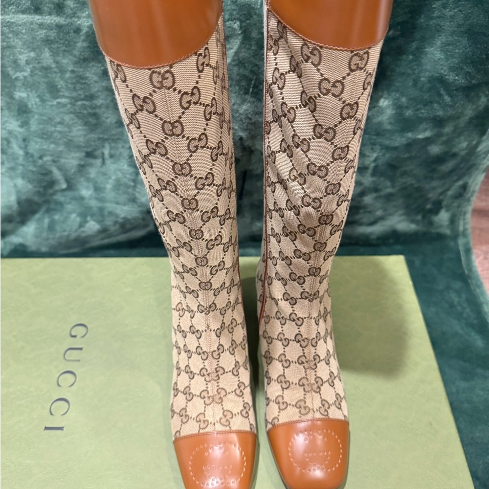 Gucci Ellis GG-Monogram Canvas Knee-High Boots - Picture 3 of 8